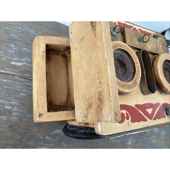 Rare Metal & Wood 3 Wheel Bicycle Ice Cream Cart Decorative Vintage Home Decor - Picture 5 of 11